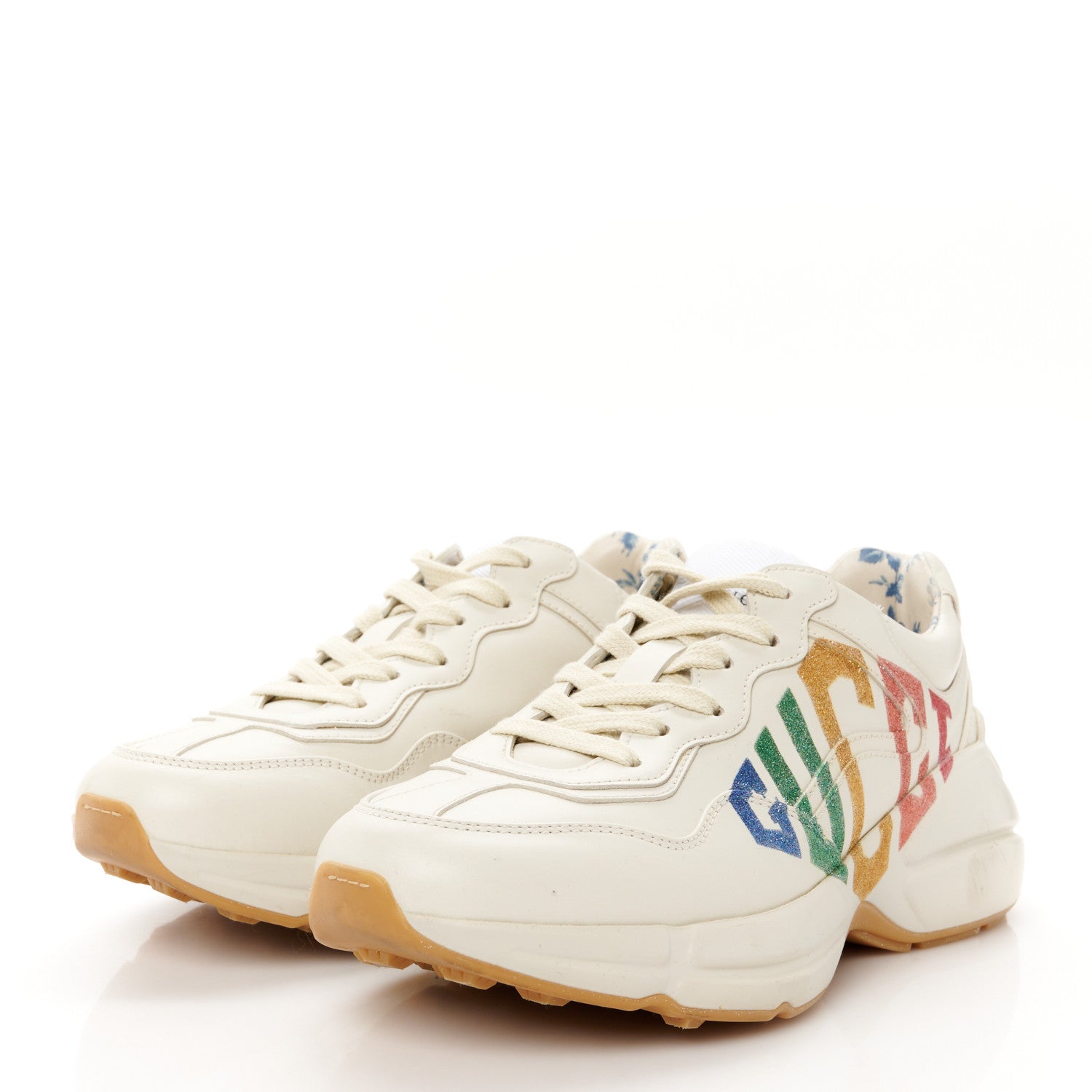 Gucci Calfskin Glitter Game Logo Womens Rhyton Sneakers 36.5 36.5 Mystic White 4 of 11