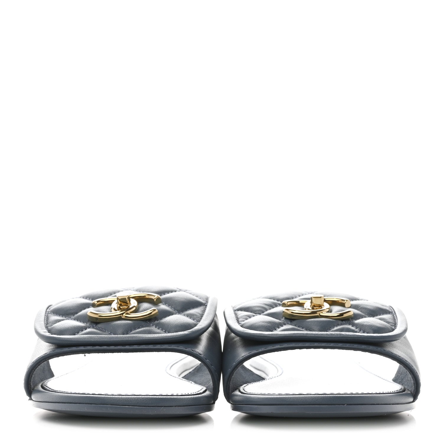 Chanel Lambskin Quilted Turnlock Flat Mules 40 Dark Blue 3 of 10