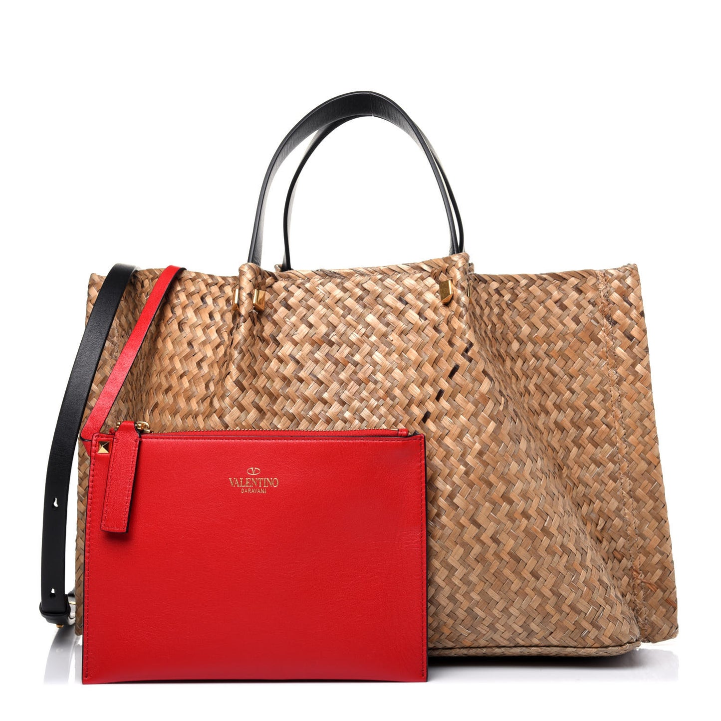 Raffia Medium Vlogo Escape Shopper Natural Black Rouge