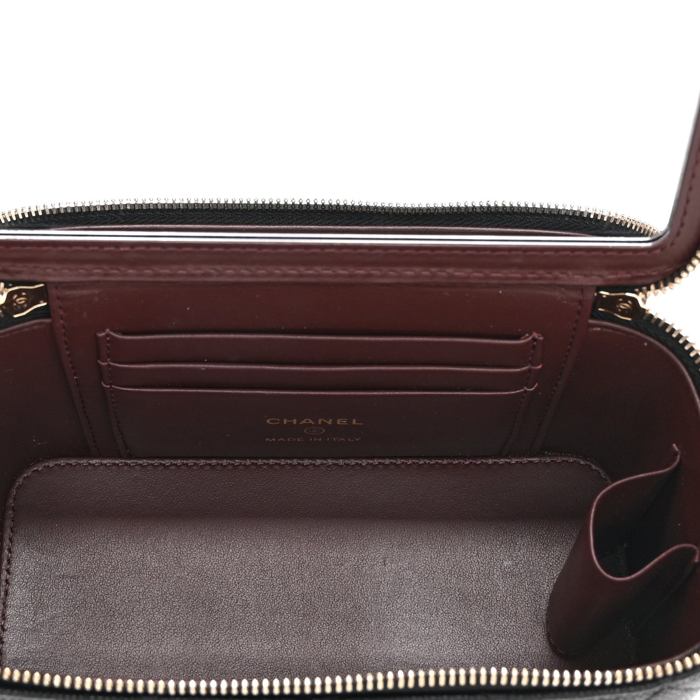 Caviar Quilted Small Vanity Case With Chain Black