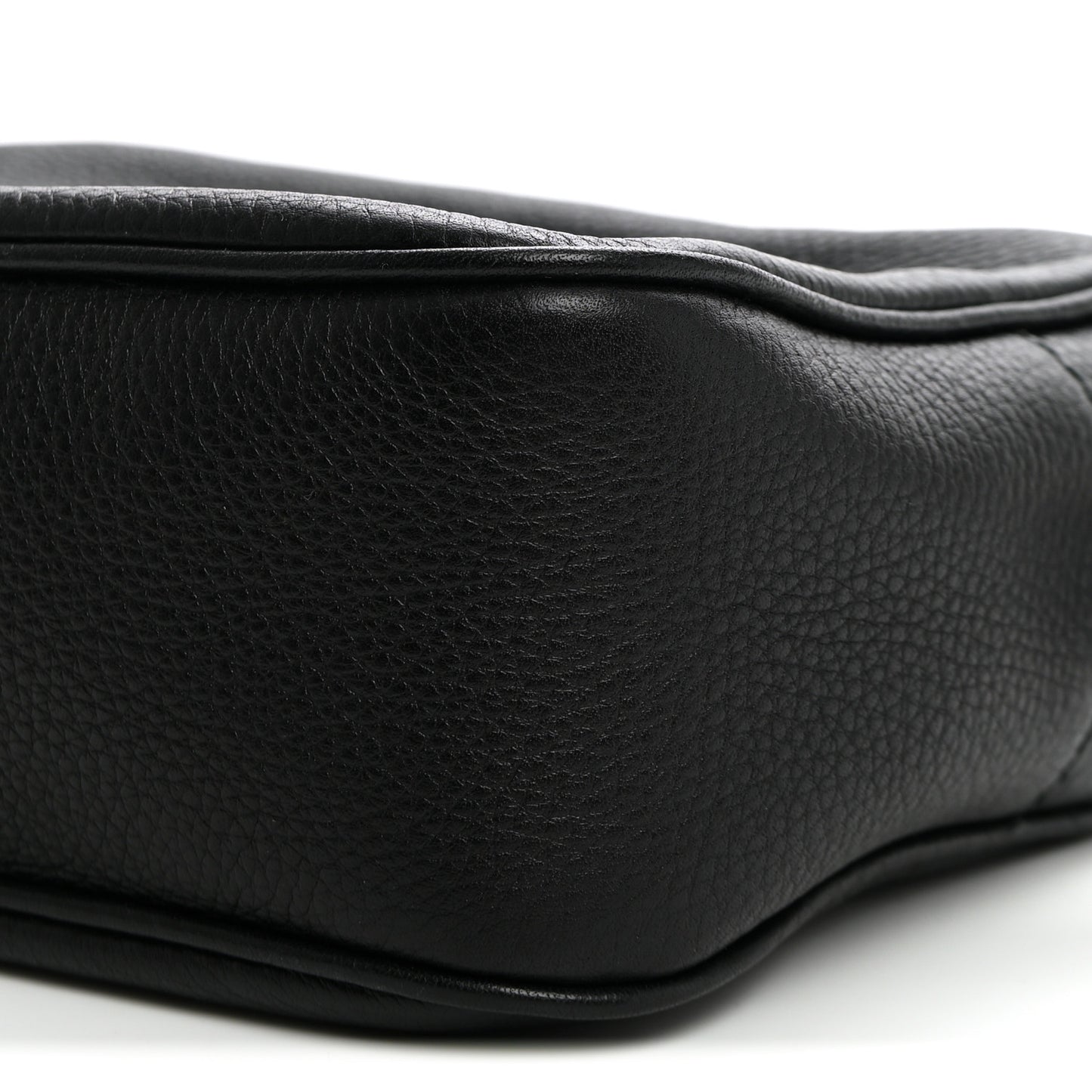 Pebbled Calfskin Small Soho Disco Bag Black
