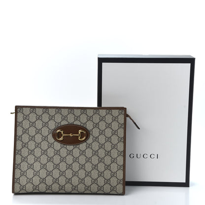Gucci GG Supreme Monogram Horsebit 1955 Zip Pouch Beige Brown Sugar 9 of 9