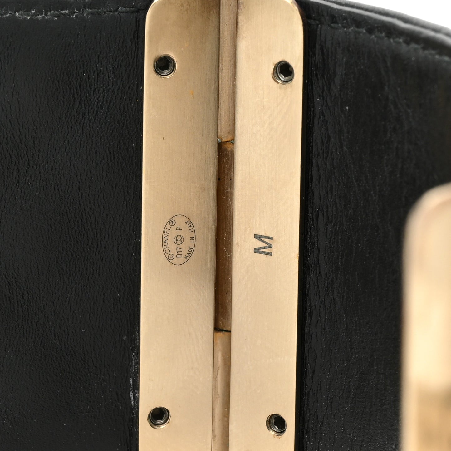 Calfskin Quilted CC Wide Cuff M Black