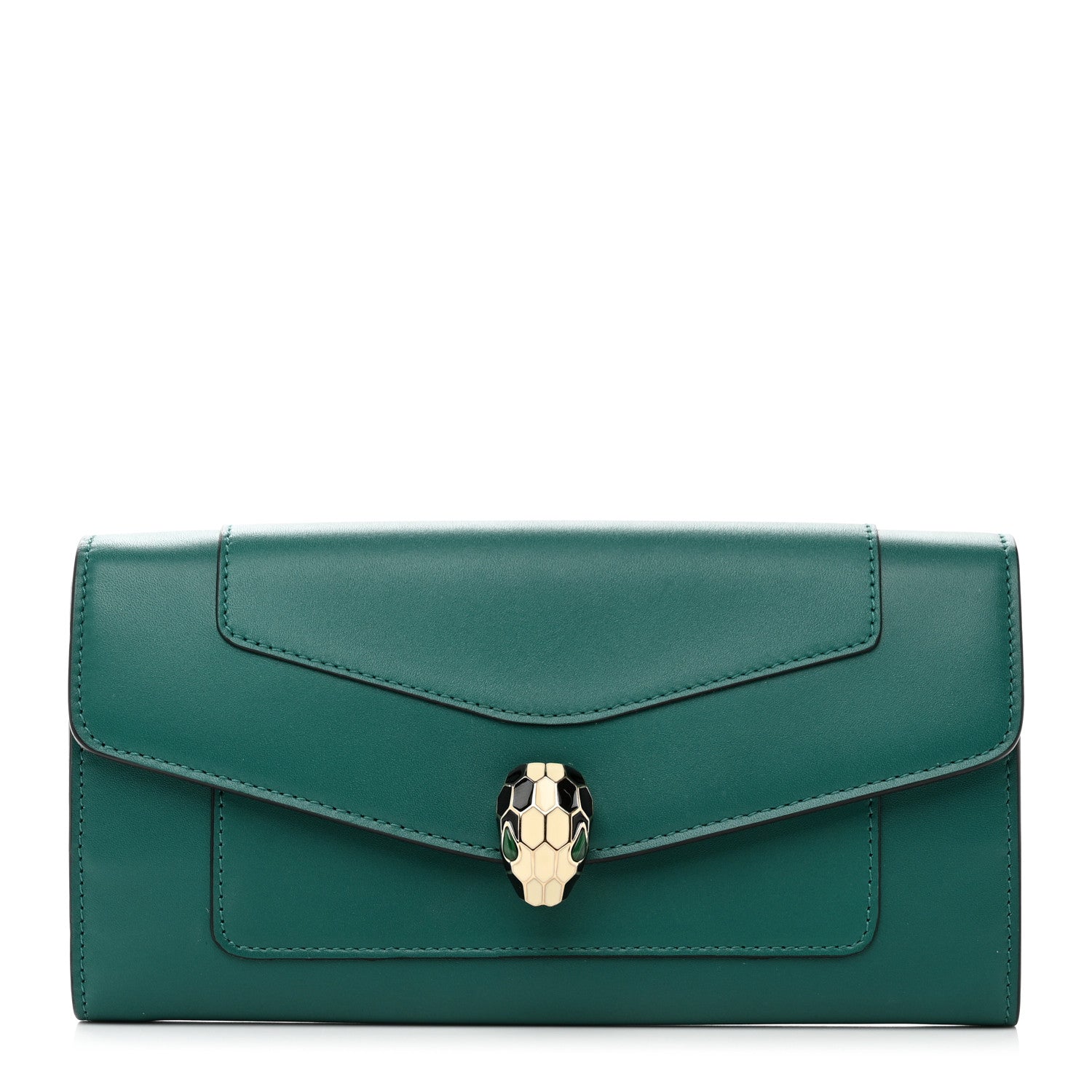 Bulgari Calfskin Serpenti Forever Chain Wallet Emerald Violet Amethyst 1 of 7