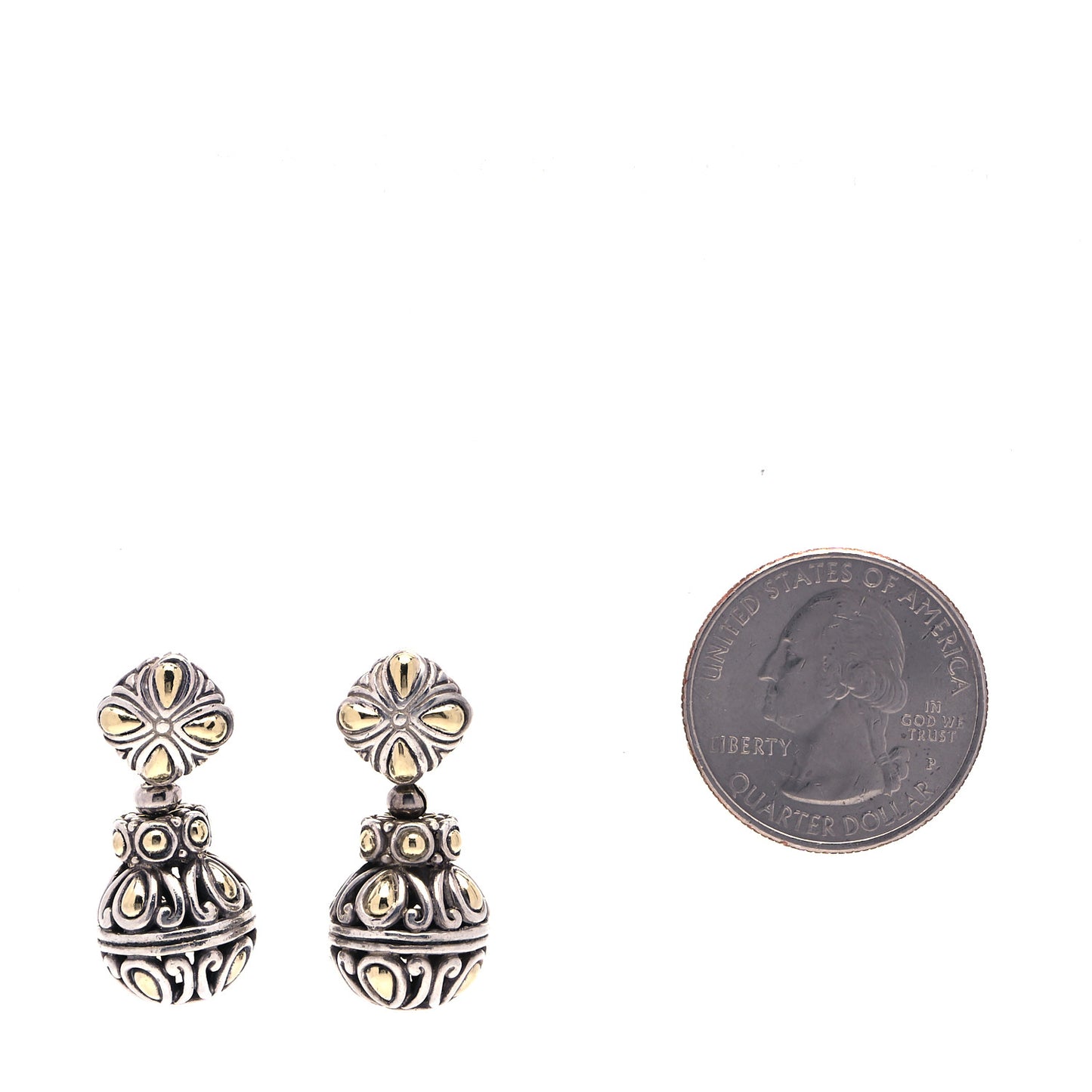 Sterling Silver 18K Yellow Gold Dot Drop Earrings