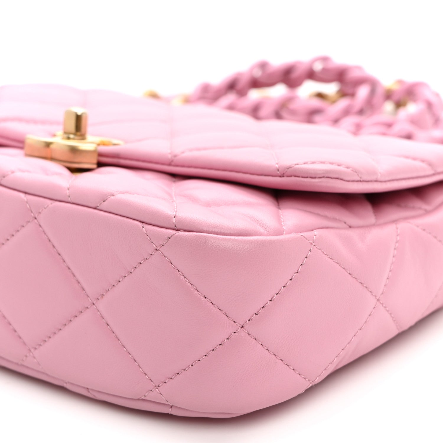 Chanel Lambskin Quilted Small Lacquered Chain Flap Pink 10 of 10