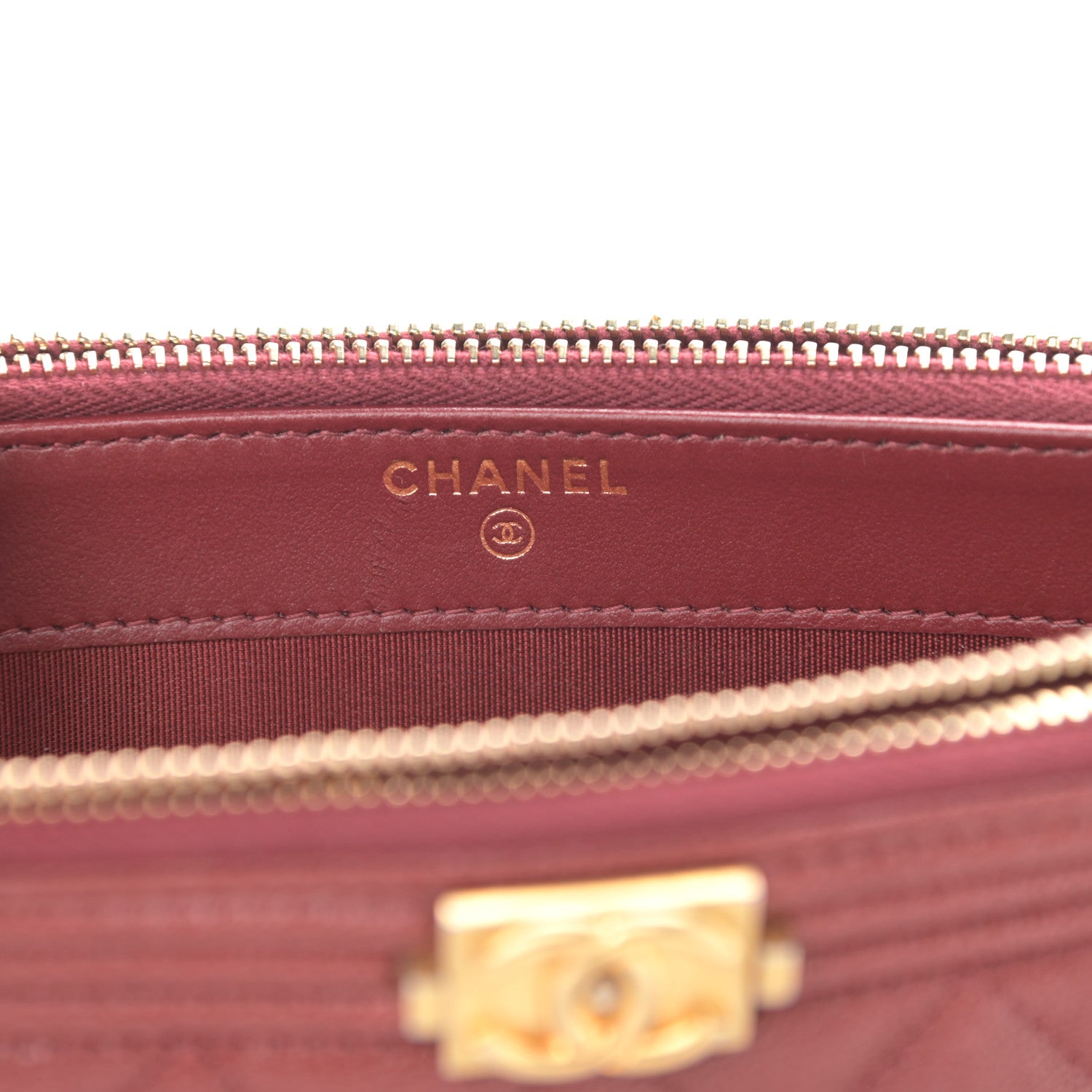 Chanel Caviar Quilted Small Boy Clutch With Chain Burgundy 7 of 13