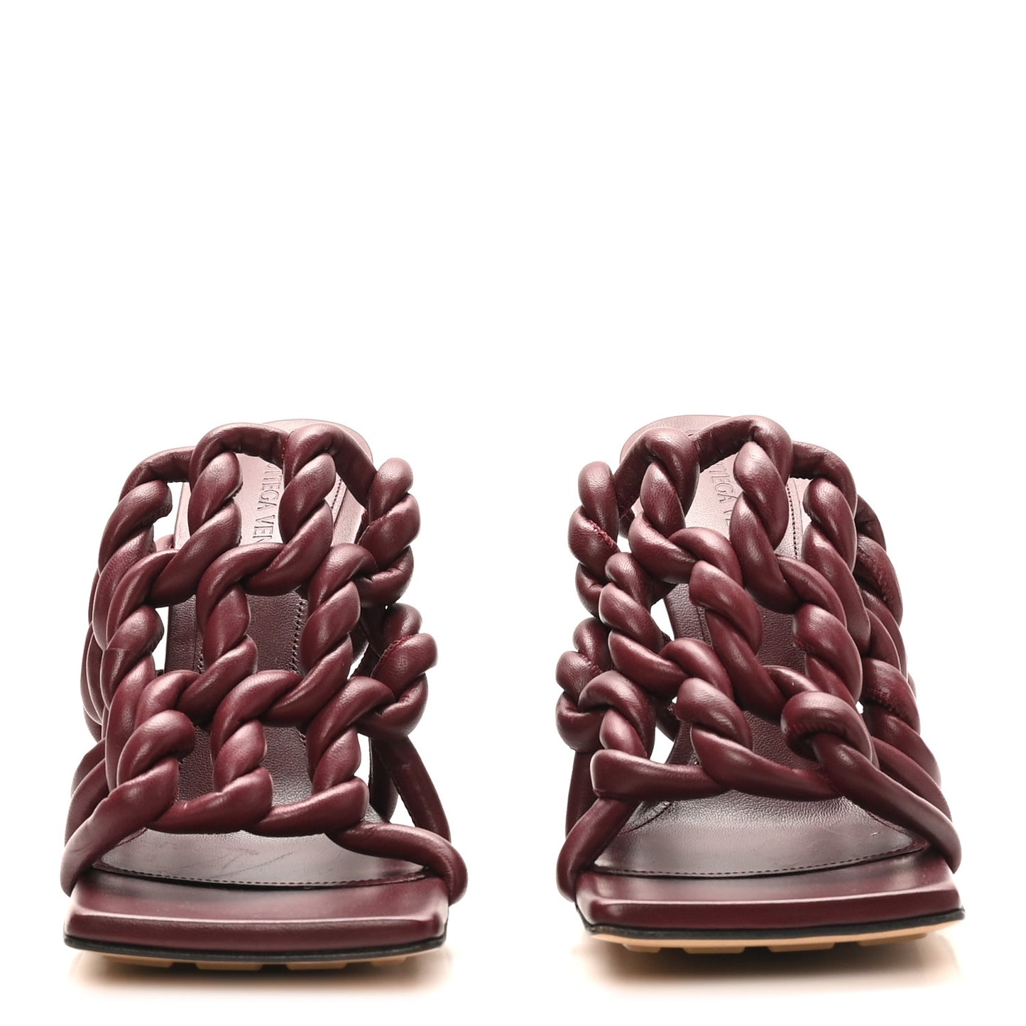 Nappa Weave Stretch Mule Sandals 38 Merlot