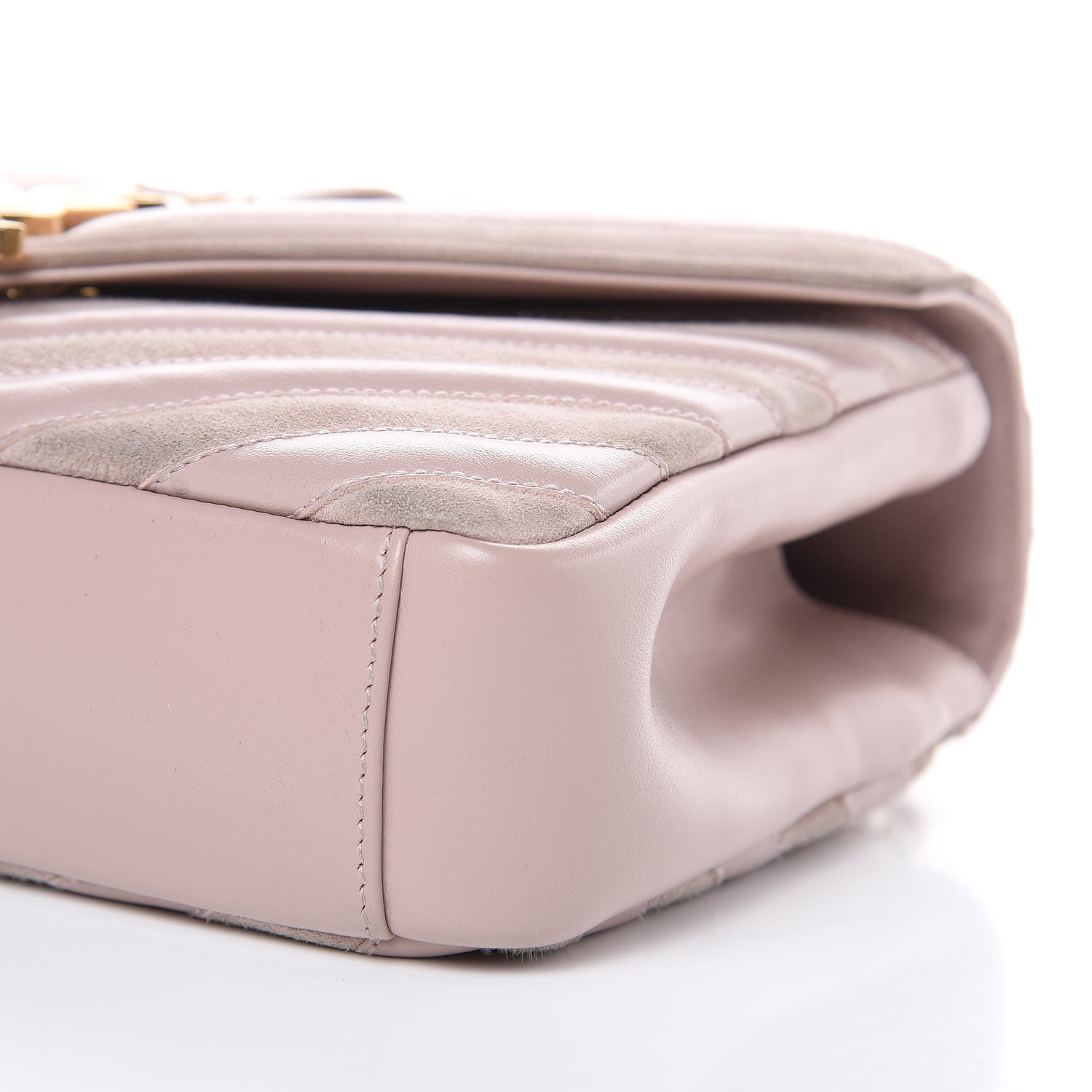 Saint Laurent Calfskin Suede Matelasse Chevron Medium Monogram College Bag Rose Poudre 11 of 12