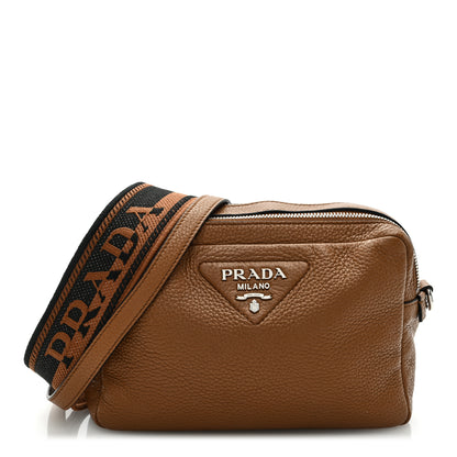Prada Vitello Daino Soft Medium Double Zip Shoulder Bag Caramel 1 of 9