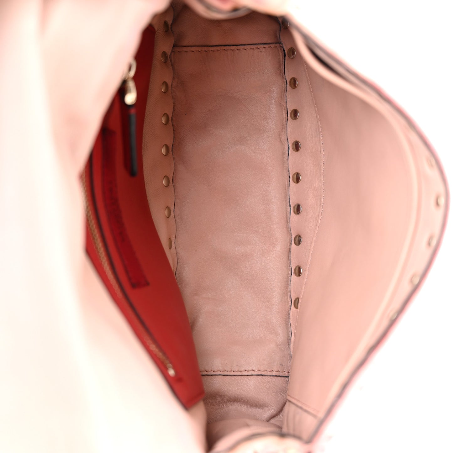 Velvet Medium Rockstud Spike Shoulder Bag Water Rose