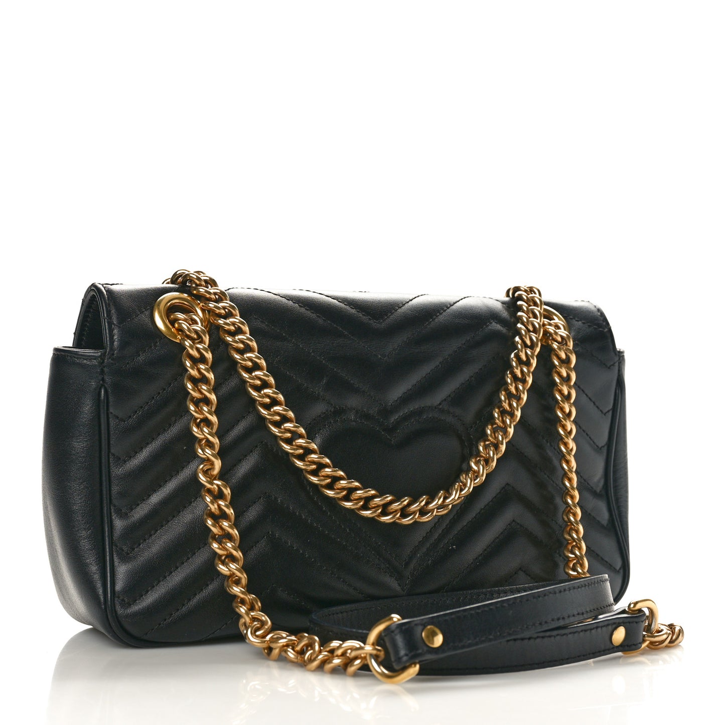 Calfskin Matelasse Small GG Marmont Shoulder Bag Black