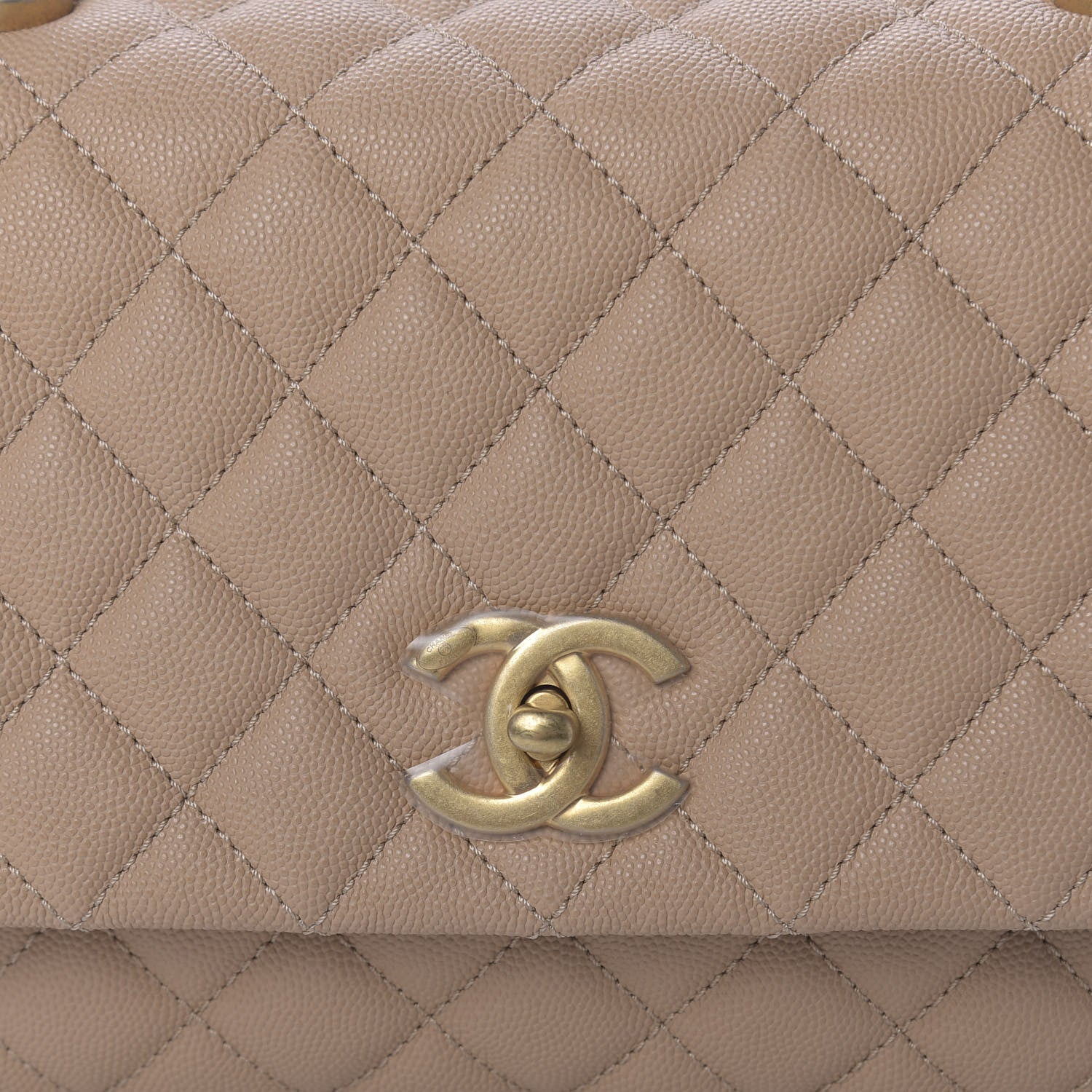 Chanel Caviar Lizard Embossed Quilted Small Coco Handle Flap Beige 9 of 9