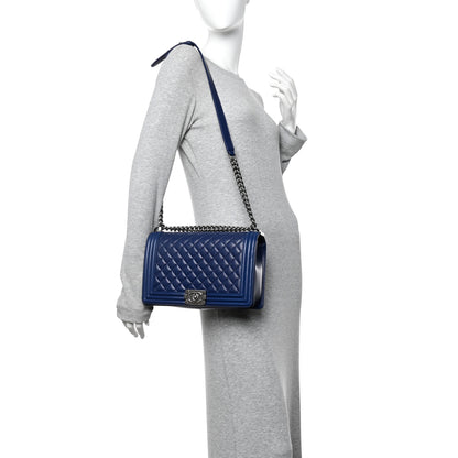 Chanel Calfskin Quilted New Medium Boy Flap Dark Blue 2 of 11