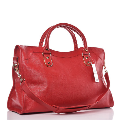 Balenciaga Chevre Gold Metallic Edge Hardware City Rouge Grenade 4 of 10