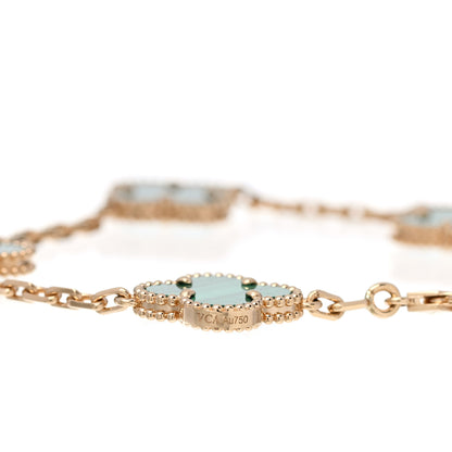 Van Cleef & Arpels 18K Yellow Gold Malachite 5 Motifs Vintage Alhambra Bracelet 3 of 6