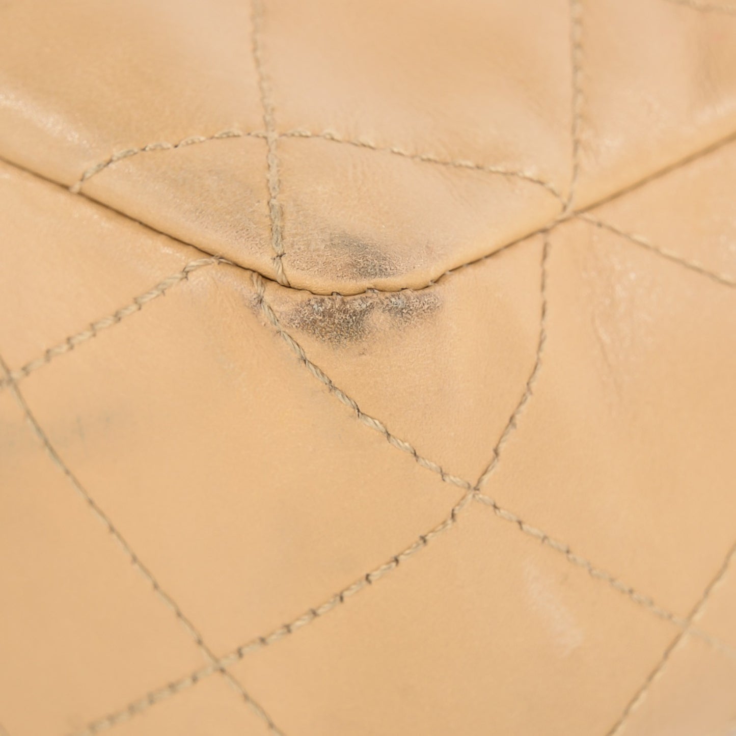 Lambskin Quilted Jumbo Single Flap Beige