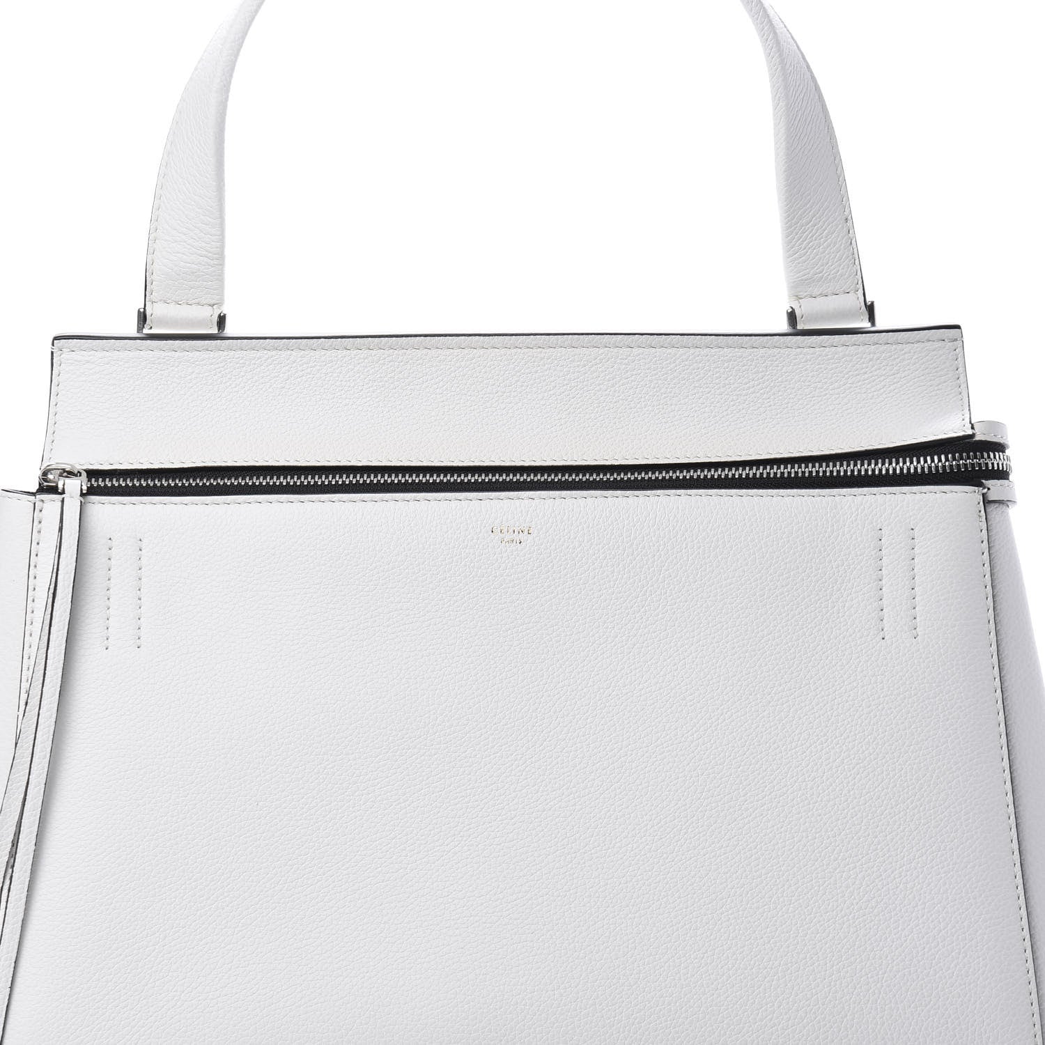 Celine Grained Calfskin Medium Edge Shoulder Bag White 8 of 10