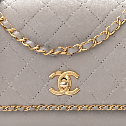 Chanel Calfskin Stitched Chain Flap Grey 8 of 11