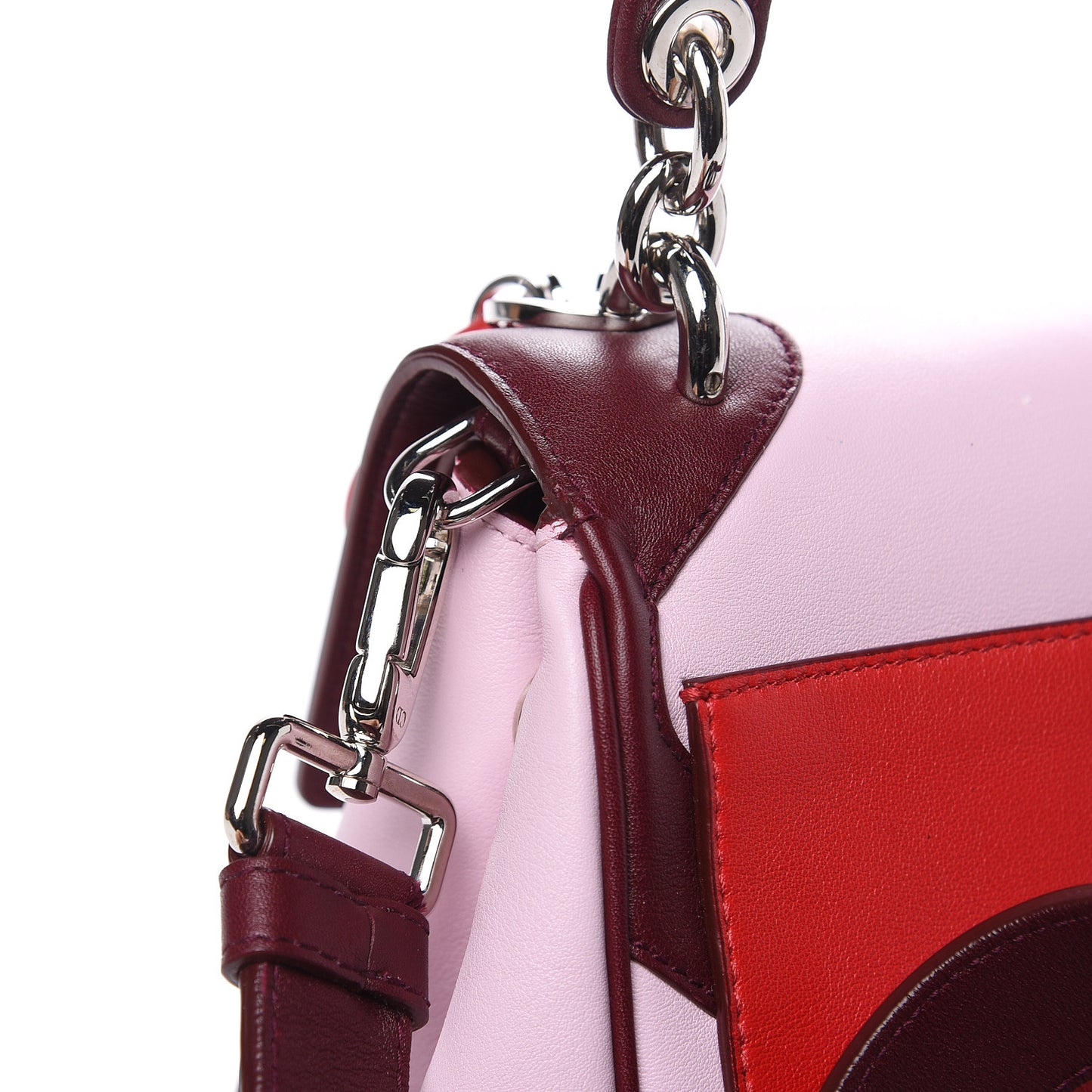 Calfskin Tri-Color Micro Be Dior Flap Pink Burgundy Red