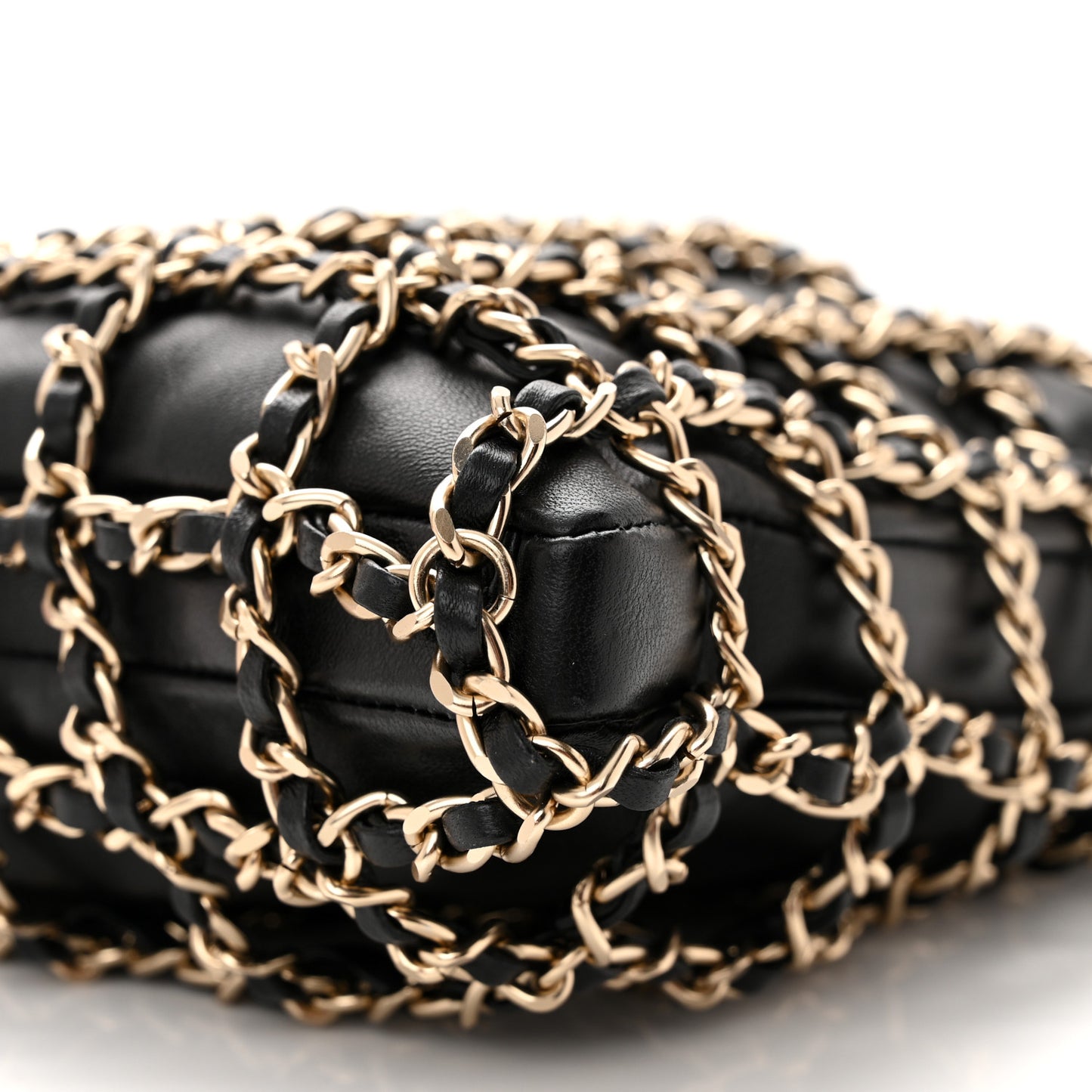 Lambskin Shopping Chain Tote Black