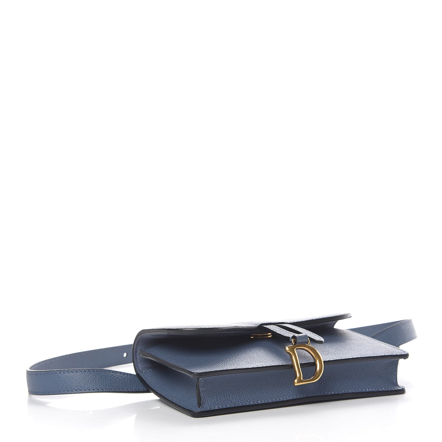 Christian Dior Grained Calfskin Saddle Belt Clutch Denim Blue 4 of 12