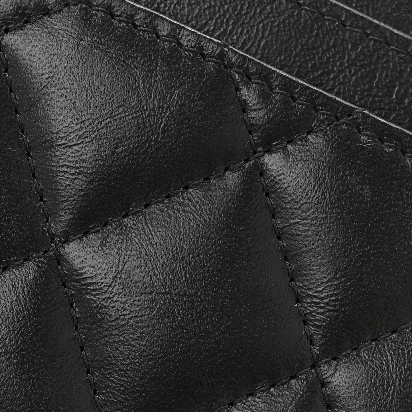 Aged Calfskin Quilted Reissue Card Holder Black