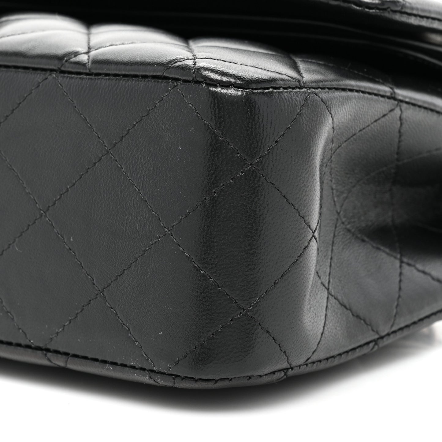 Lambskin Quilted Medium Double Flap Black
