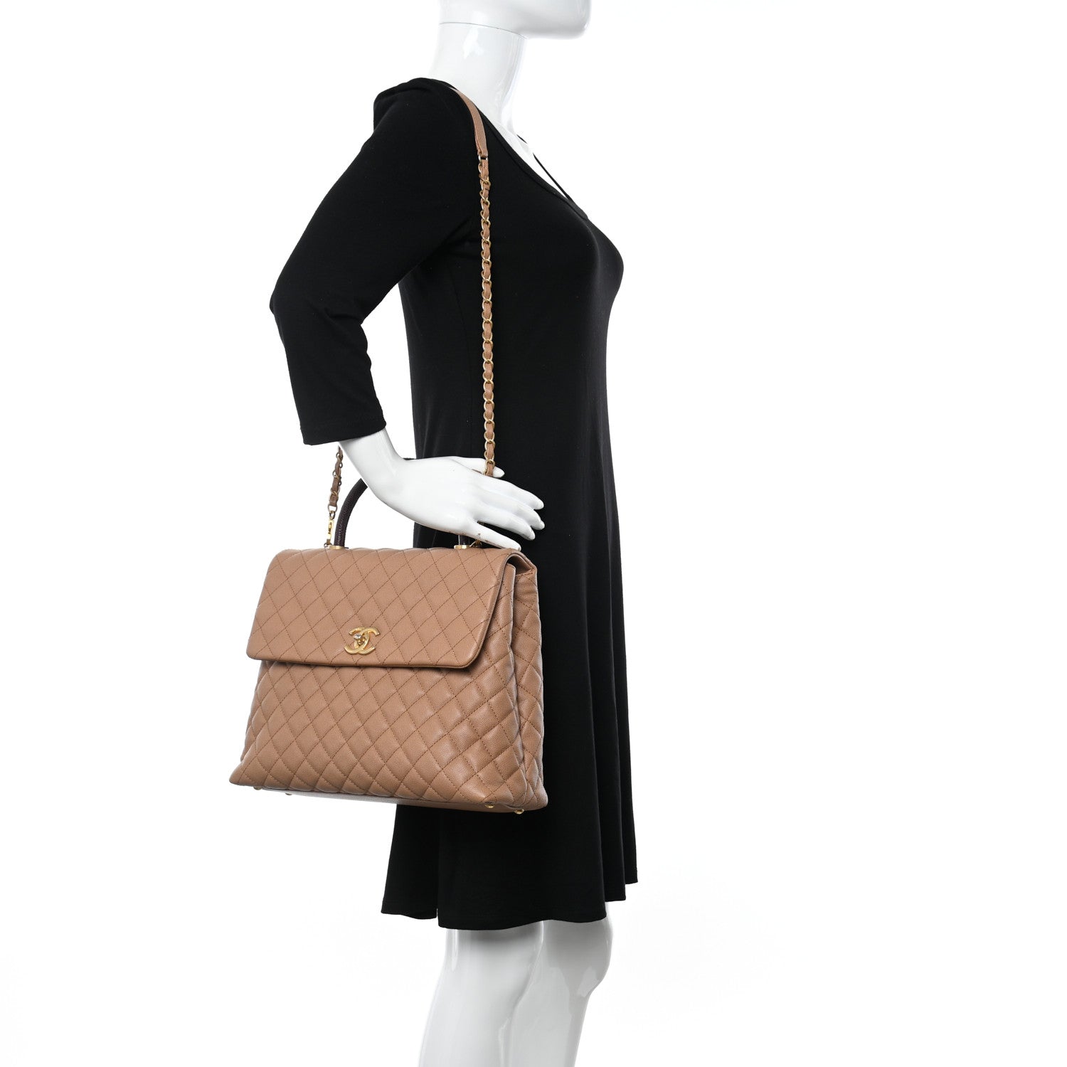 Chanel Caviar Lizard Quilted Large Coco Handle Flap Beige 2 of 10
