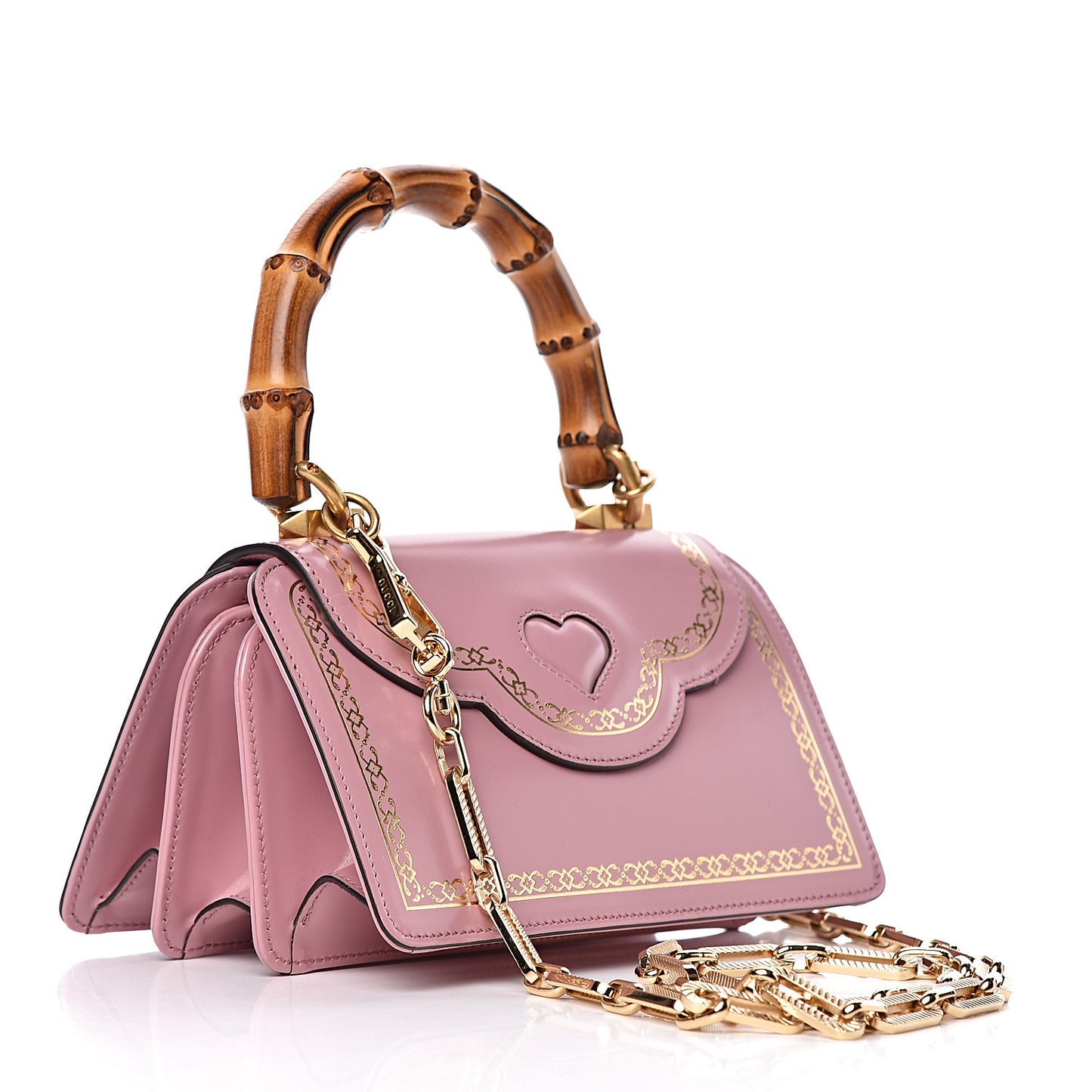 Calfskin Bamboo Crystal Mini Thiara Top Handle Bag Carmine Rose Gold