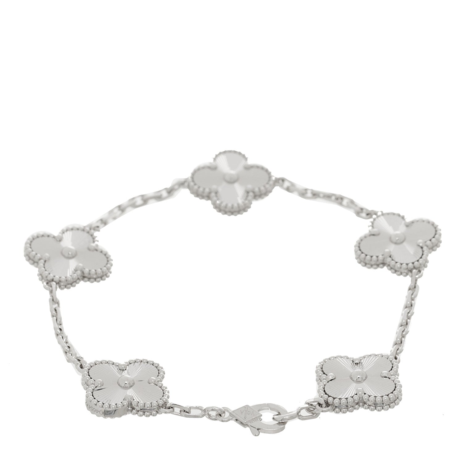 Van Cleef & Arpels 18K White Gold 5 Motifs Guilloche Vintage Alhambra Bracelet 3 of 5