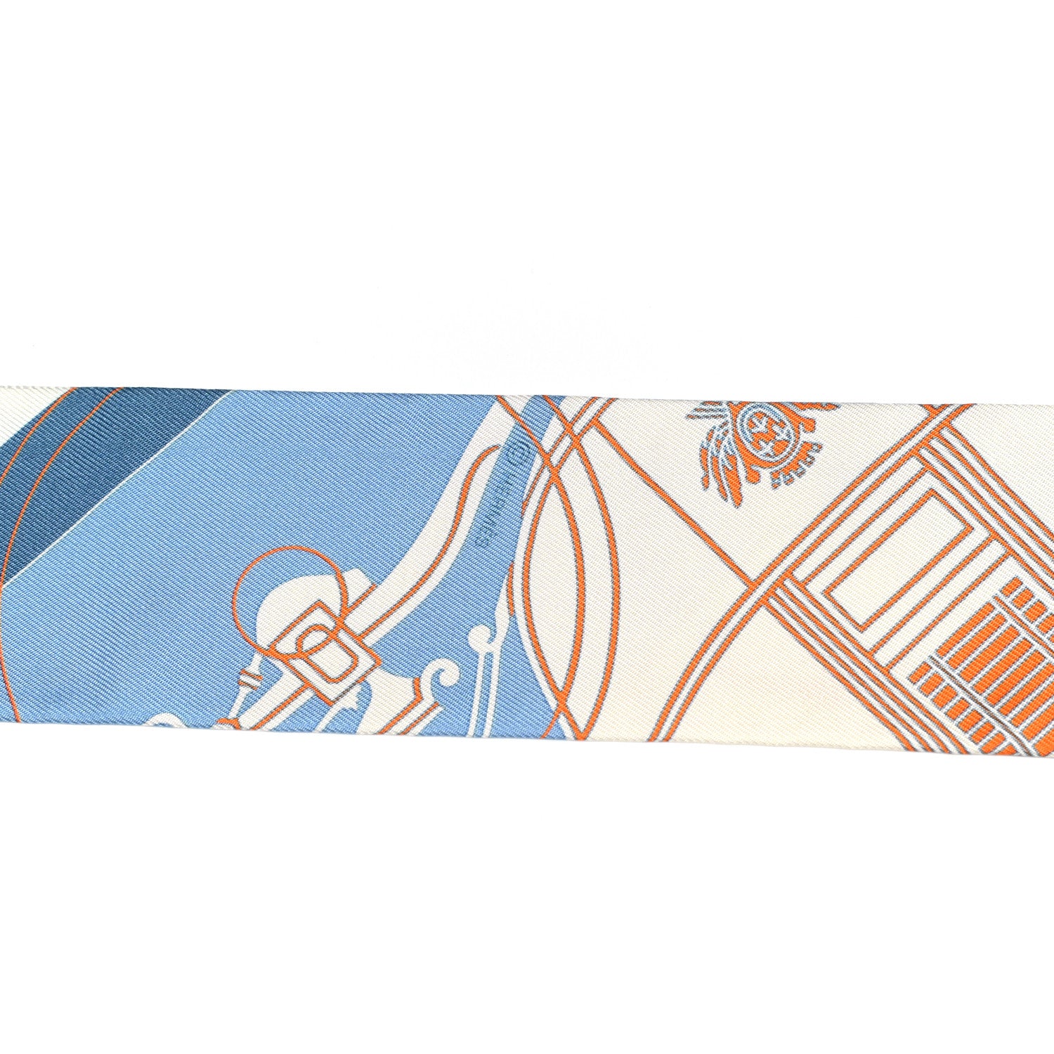 Hermes Silk Ex-Libris Sticker Twilly Bleu Moyen Jaune Vif 3 of 4