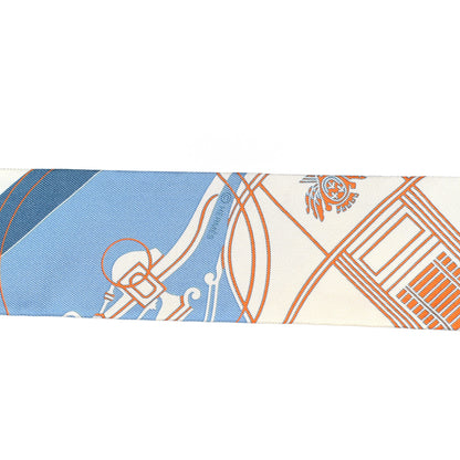 Hermes Silk Ex-Libris Sticker Twilly Bleu Moyen Jaune Vif 3 of 4