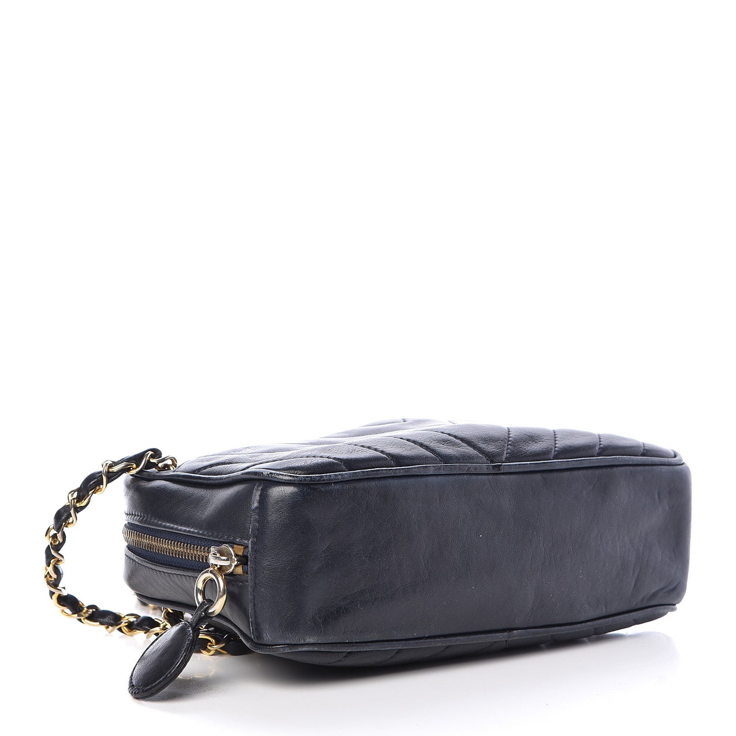 Lambskin Chevron Quilted Small Camera Case Black