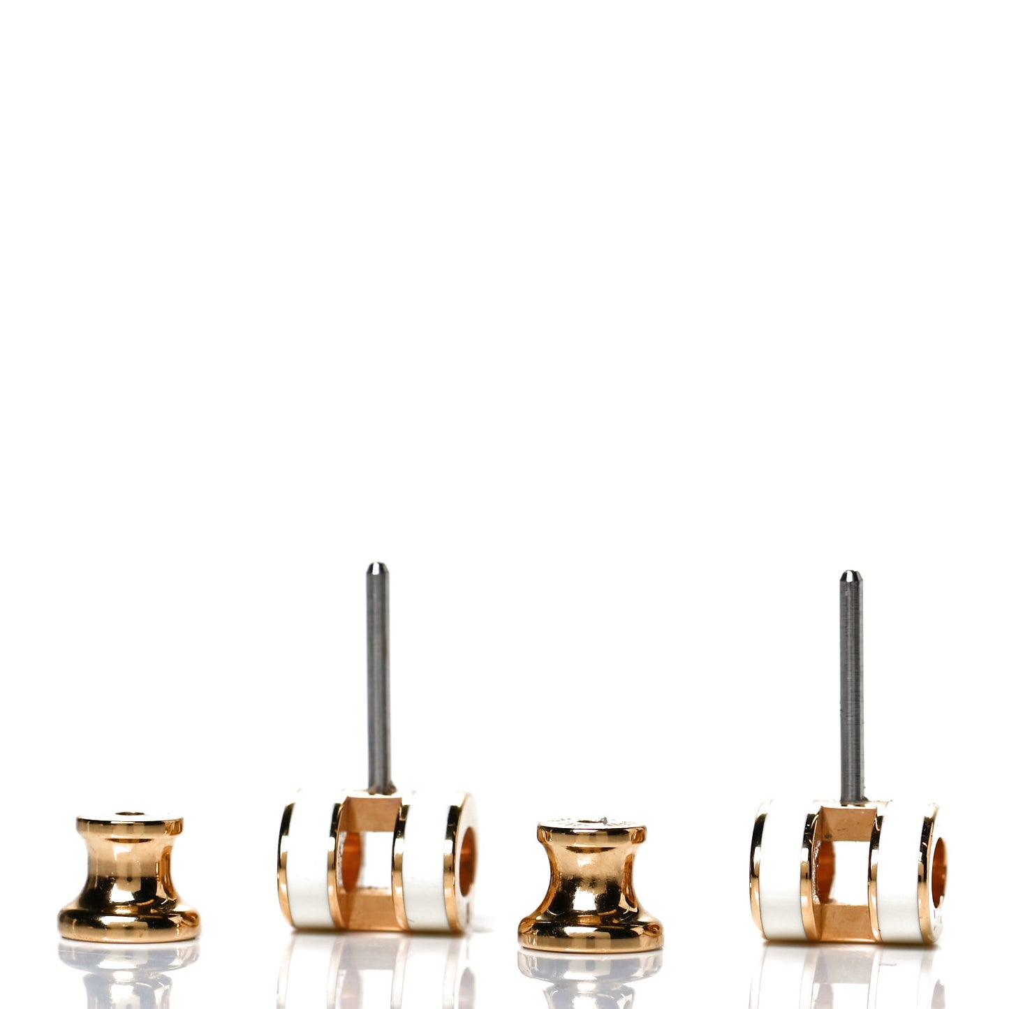 Gold Lacquered Mini Pop H Earrings White