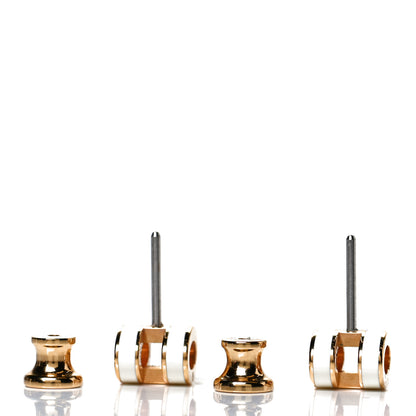 Hermes Gold Lacquered Mini Pop H Earrings White 3 of 5