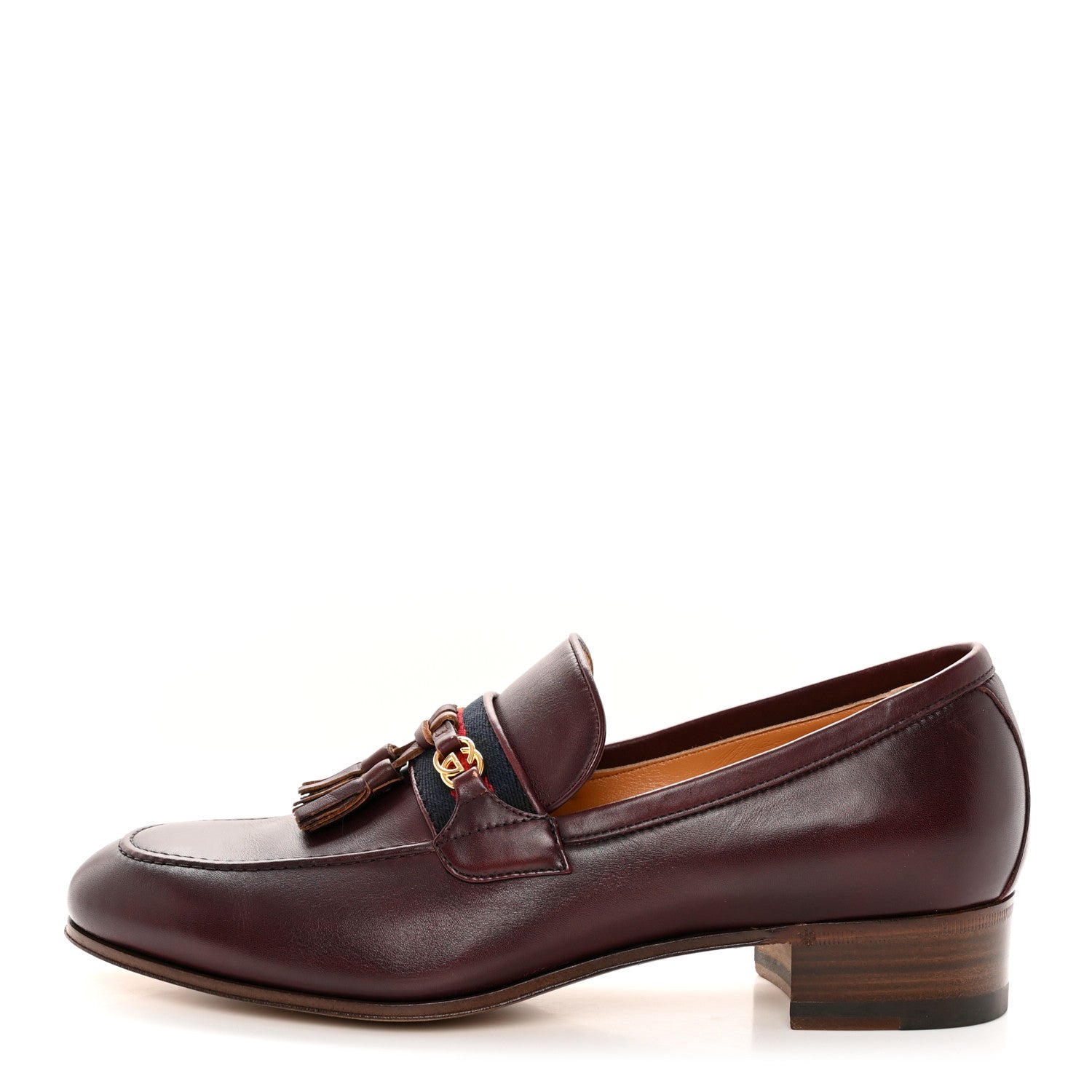 Gucci Calfskin Web Interlocking G Mens Tassel Loafers 7 Ruby Bordeaux 1 of 17