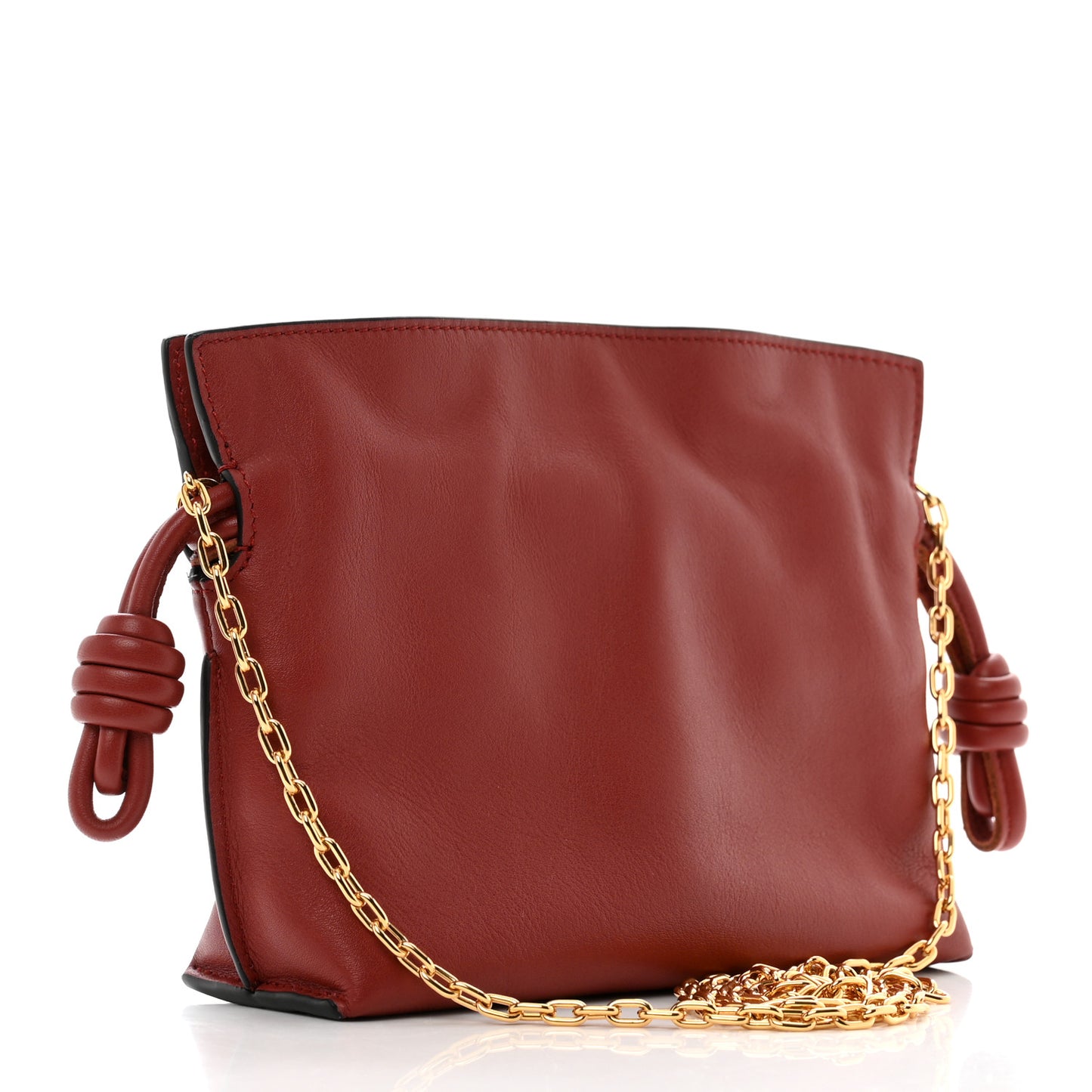 Calfskin Nano Flamenco Knot Clutch Dark Red