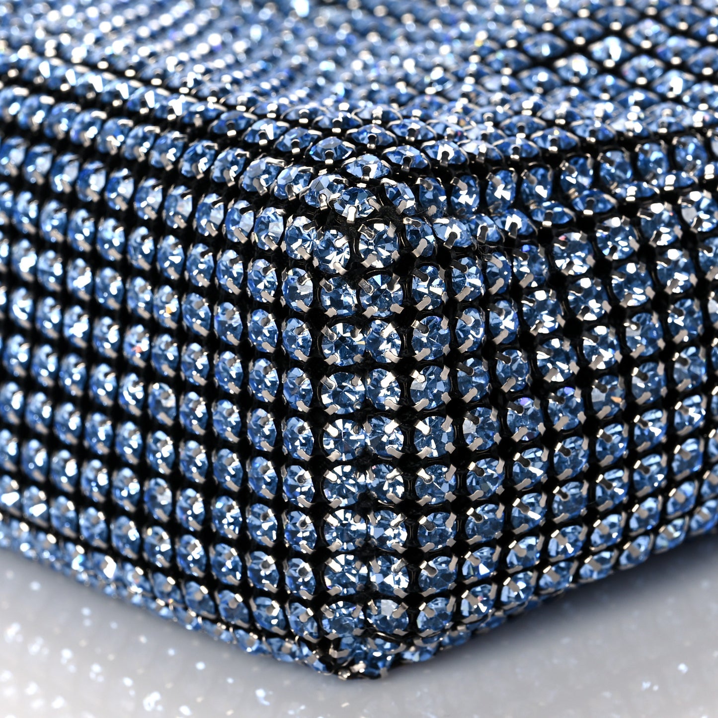 Mesh Crystal Rhinestone Mini Heiress Pouch Navy