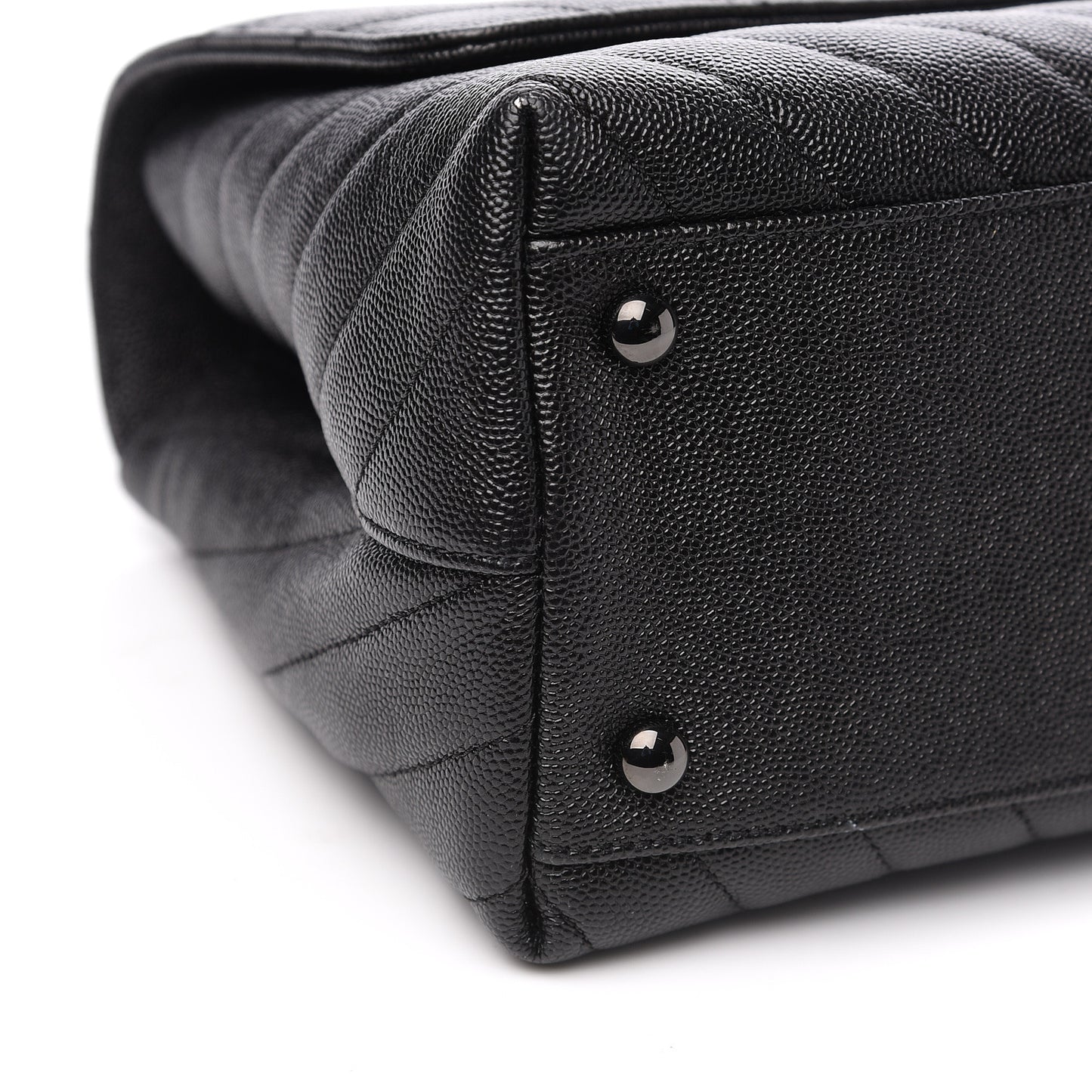 Caviar Chevron Quilted Small Coco Handle Flap So Black