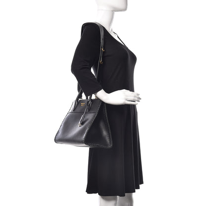Prada Saffiano Whipstitch Medium Paradigme Bag Black 2 of 8