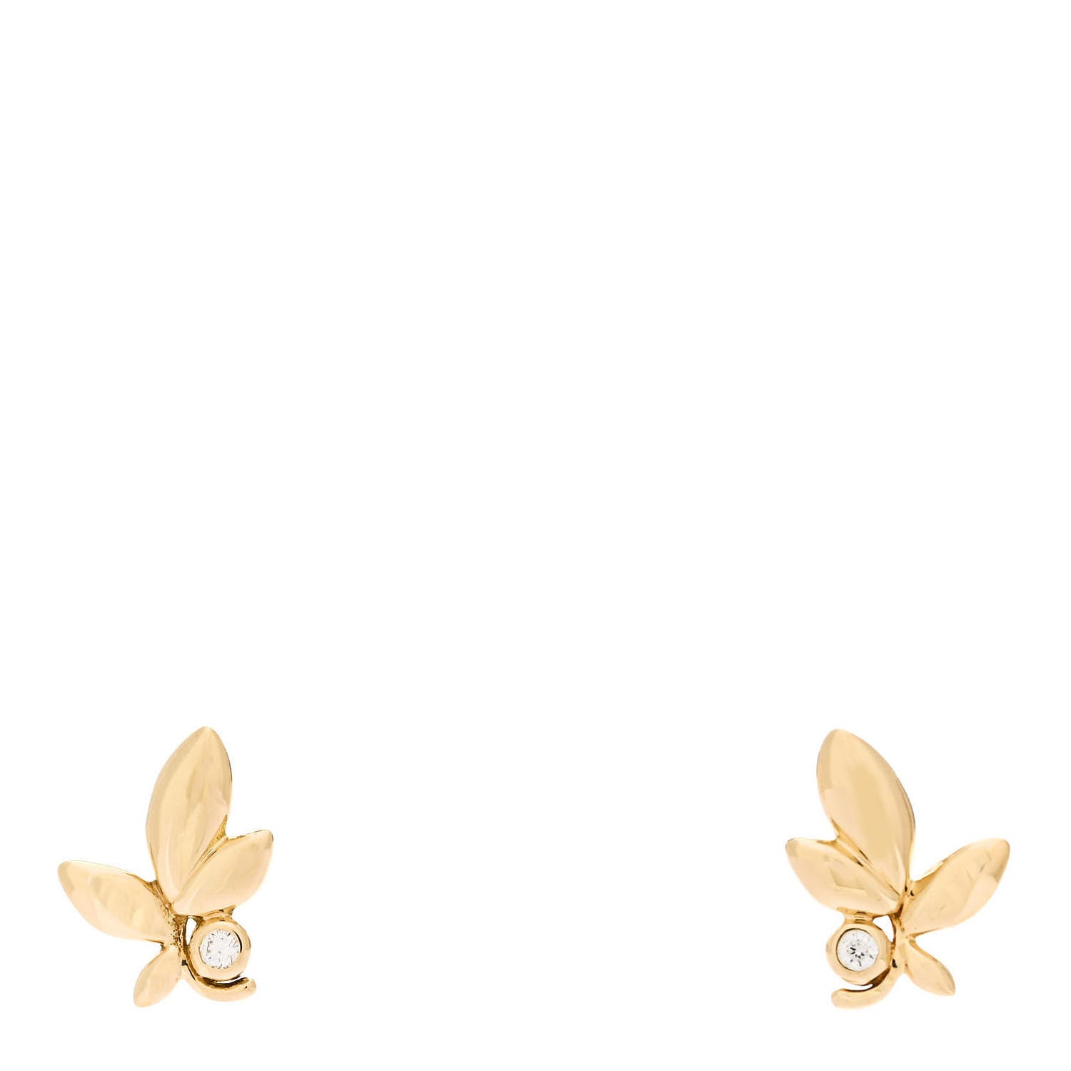 Tiffany 18K Yellow Gold Diamond Paloma Picasso Olive Leaf Earrings 1 of 4