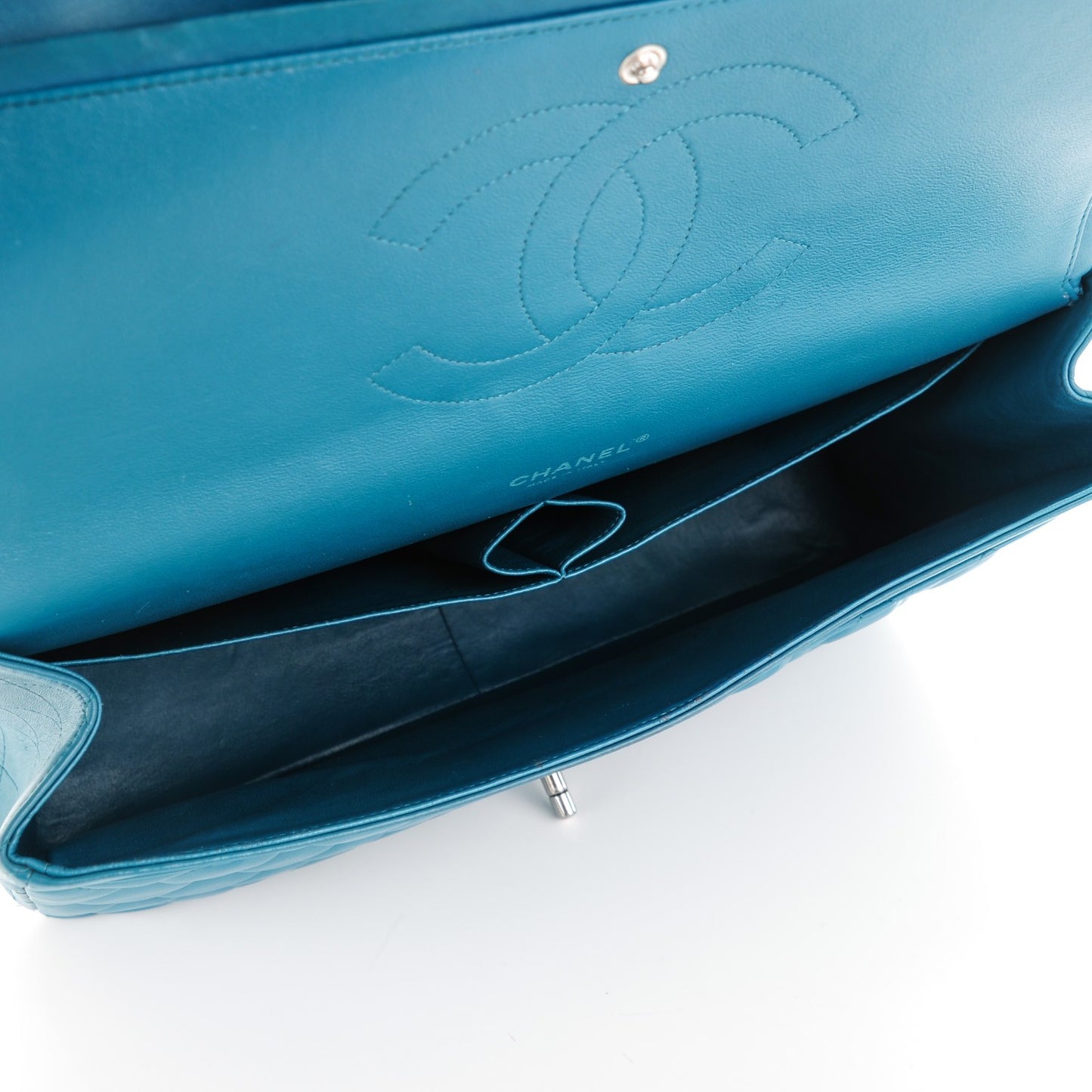 Lambskin Maxi Double Flap Turquoise