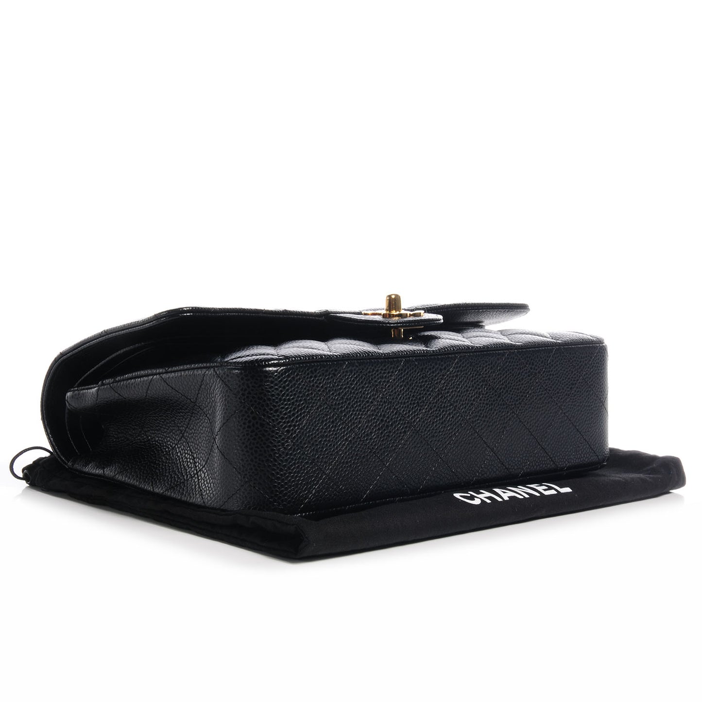 Caviar Quilted Medium Double Flap Black