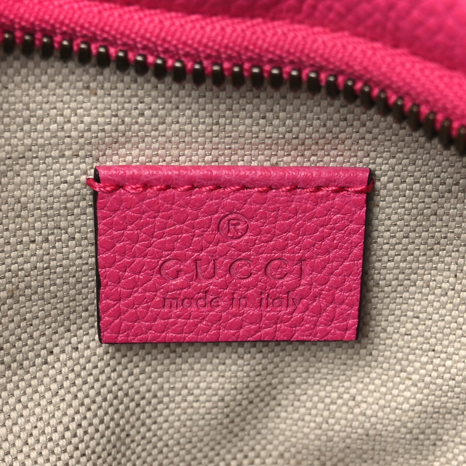 Gucci Grained Calfskin Small Logo Belt Bag Box Pink Green 5 of 10