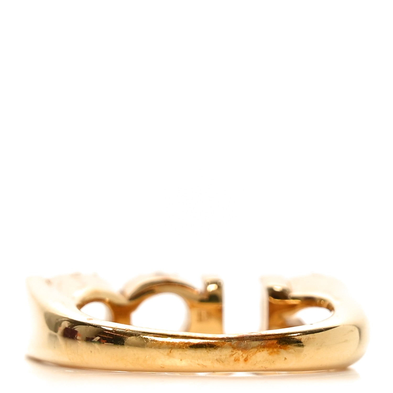 Gucci Brass Crystal Logo Letter Ring S Gold 3 of 6
