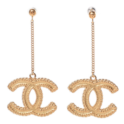 Chanel CC Drop Earrings Matte Gold 1 of 5