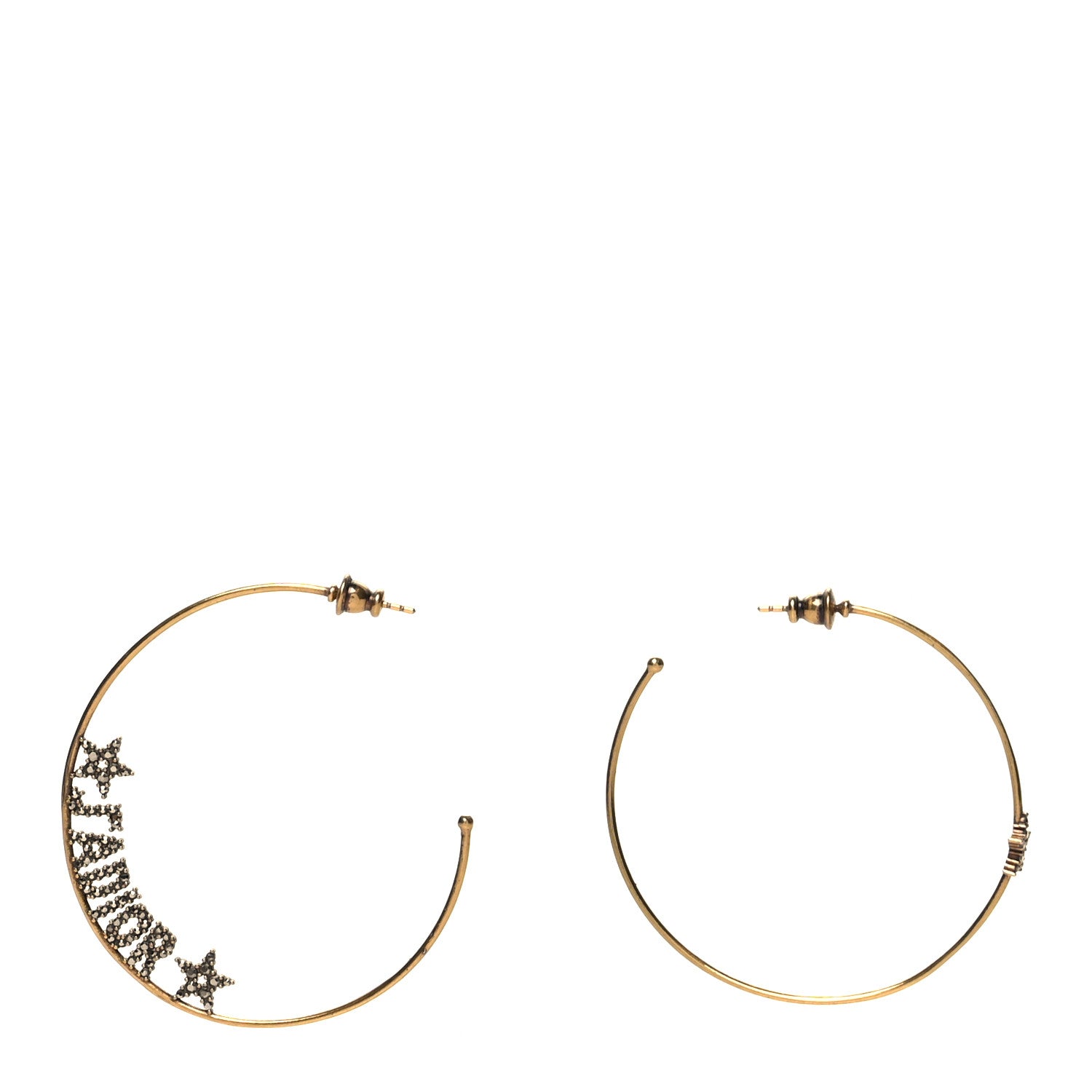 Christian Dior Metal Crystal J'Adior Hoop Earrings Aged Gold 1 of 4