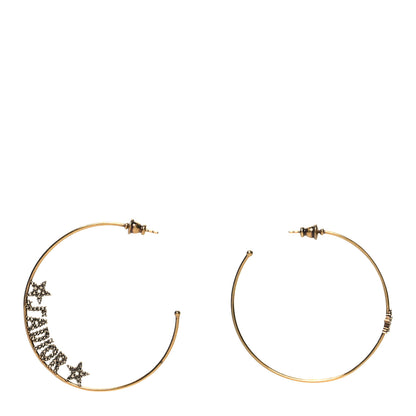 Christian Dior Metal Crystal J'Adior Hoop Earrings Aged Gold 1 of 4