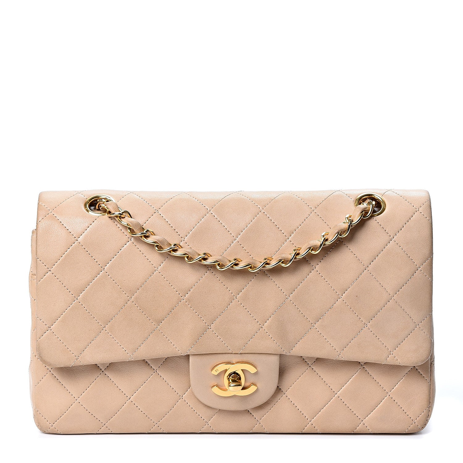 Chanel Lambskin Quilted Medium Double Flap Beige 1 of 10